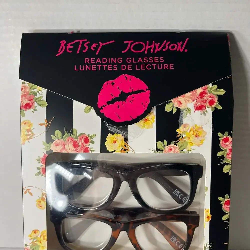 Betsey Johnson 3 Pack Reading Glasses +1.50 New In Box Black, Tortoise, Yellow